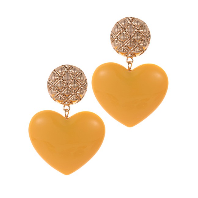 LRC Anting Tusuk Fashion Heart Shape Decorated Earrings