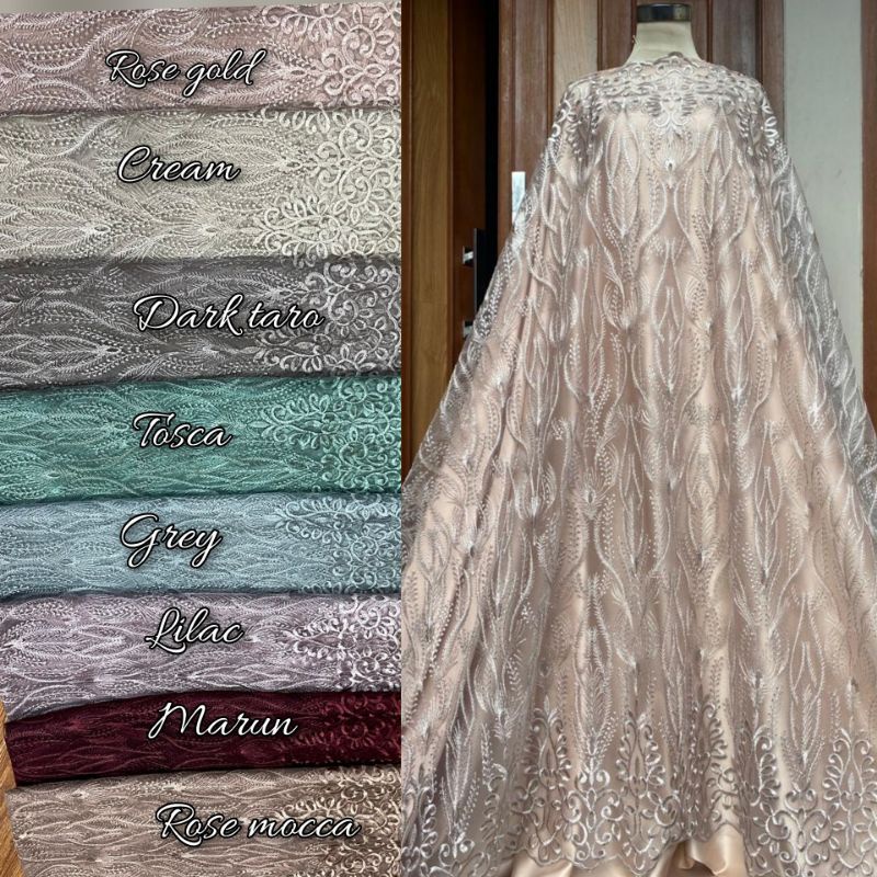 Tile akar non mutiara kebaya gold. Brokat tile murah. tile terbaru. toko kain. bakal baju