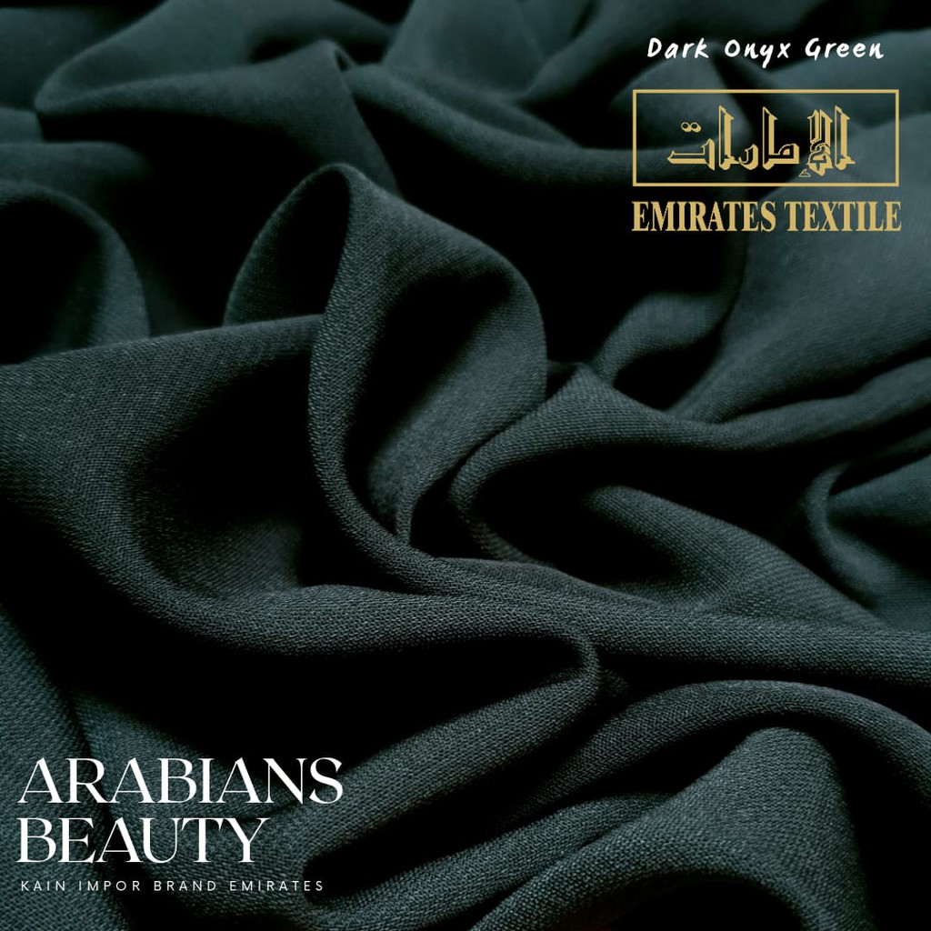 Kain impor emirates textile warna onyx green emboss arabians beauty