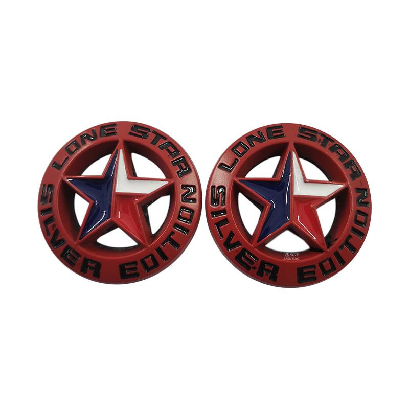 2 x Metal Gold LONE STAR Logo Car Auto Rear Trunk Decorative Emblem Sticker Badge Decal TEXAS EDITION