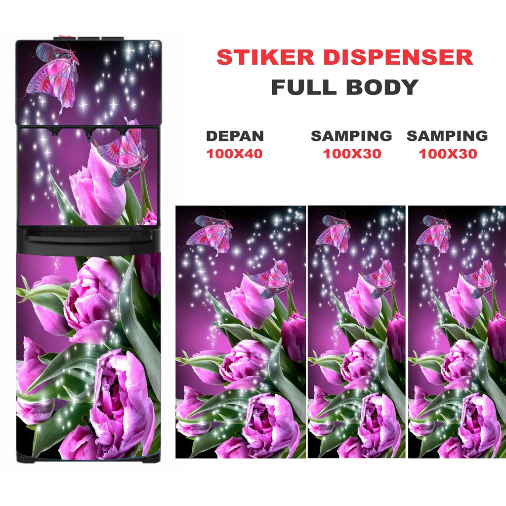 STIKER DISPENSER MOTIF BUNGA TULIP UNGGU