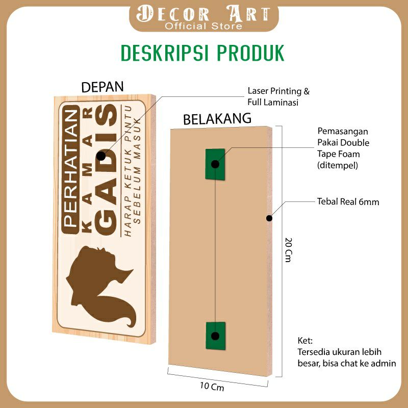 Decor Art Hiasan Dinding Variasi Tanda Pintu Kamar CCTV Perhatian -