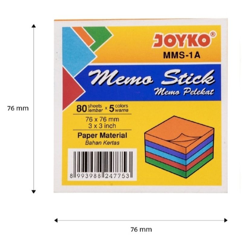 Memo Stick Sticky Note Kertas Memo Memo Tempel Joyko MMS-1A