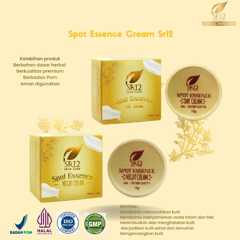 Sr12 spot essence cream night day cream krim Anti flek hitam paket atasi flek
