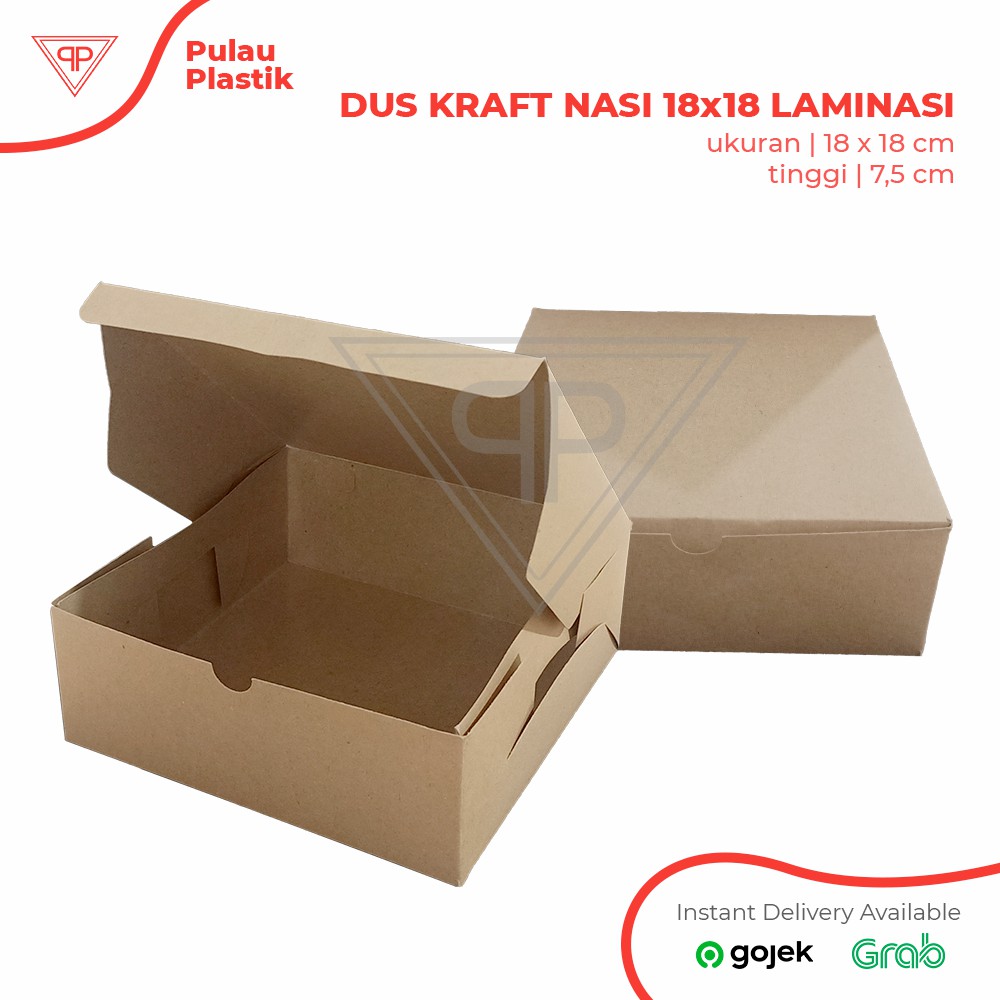 Jual Dus Nasi 18 X 18 LAMINASI / Box Kraft / Kotak Makan Take Away ...