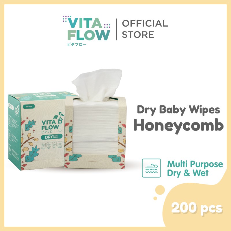 Jual VITAFLOW Baby Wipes (Dry & Wet) 200 Sheets Shopee Indonesia