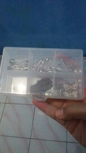 Mini Storage Box Sekat 6 Lorraine 1391 Kotak Jarum Pentul Peniti Aksesoris Pancingan Obat Green Leaf