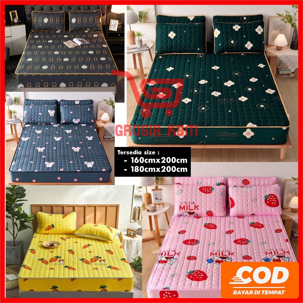 Sprei import sultan aestetik waterproof anti ompol motif karakter murah 160x200 180x200