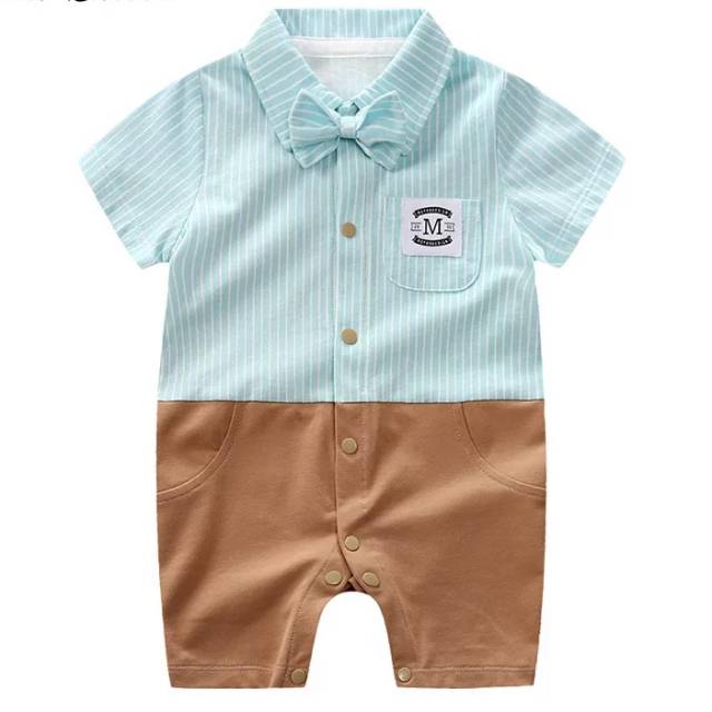 Romper dasi hijau garis garis for baby