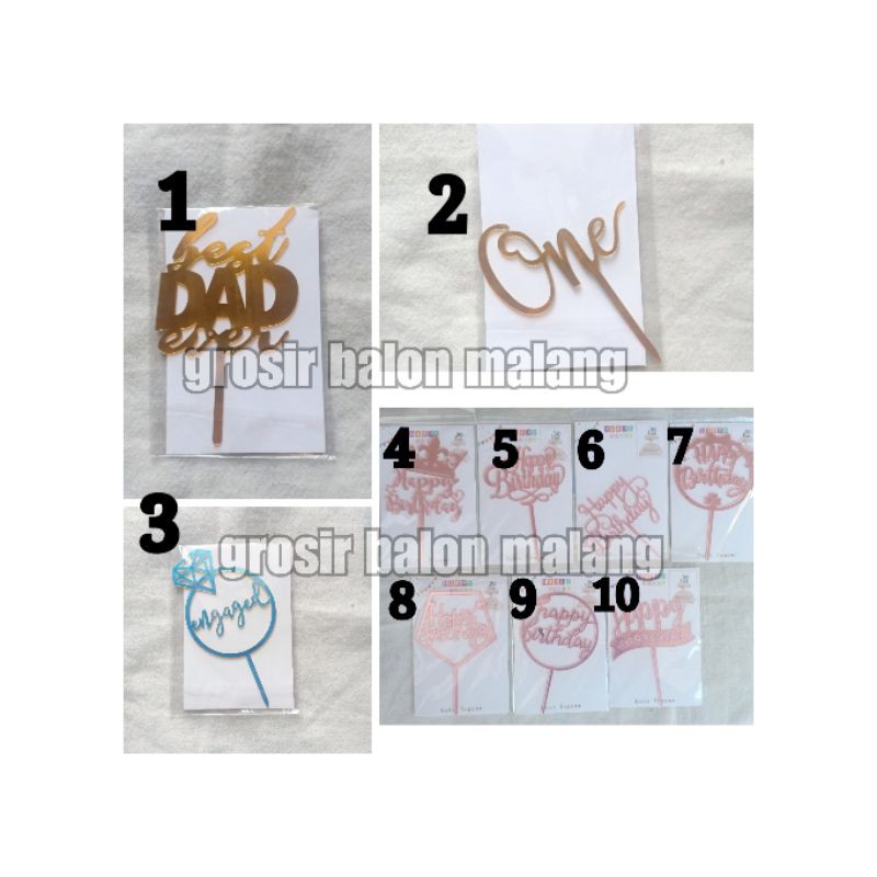 topper kue tart acrylic akrilik hiasa kue ultah happy birthday engaged rose gold Graduation