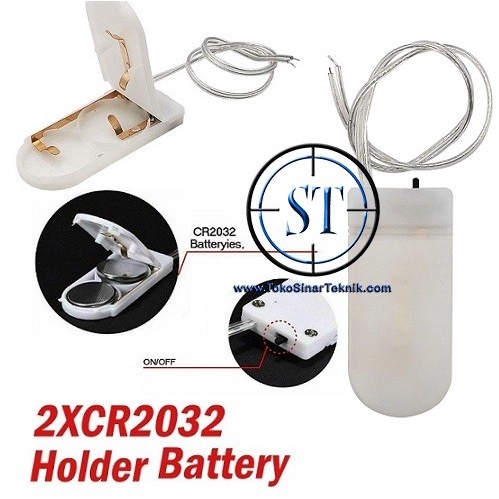 Battery Holder 2x CR2032 CR2025 CR2016 6V Lithium Kotak Baterai Koin Coin + Saklar Dudukan Baterai Kancing Jam Plastik Holder Plus Switch Led