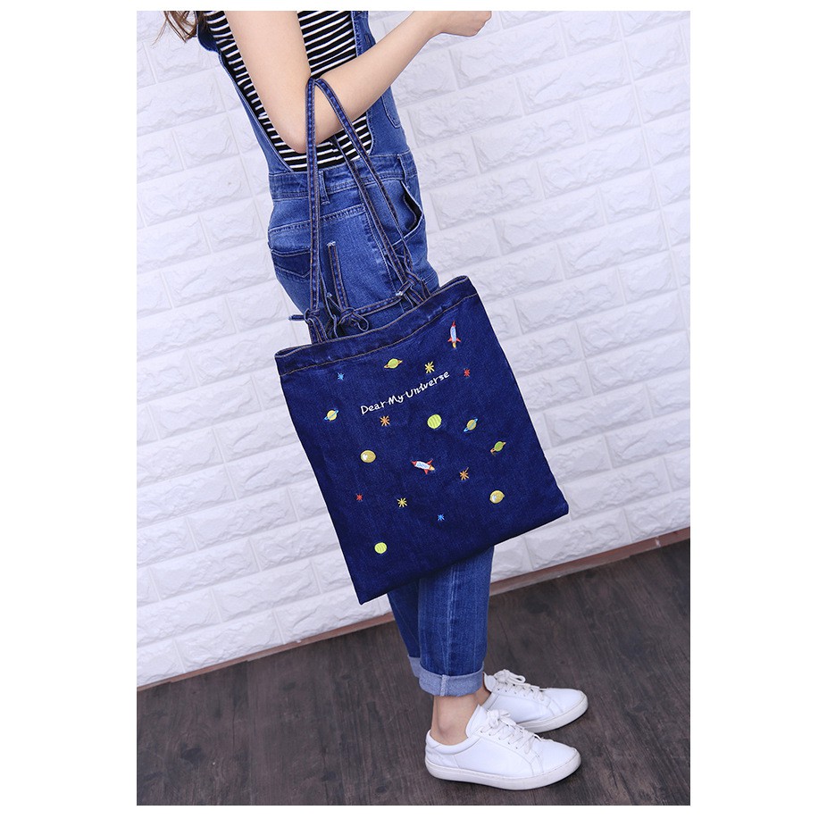 tas selempang pundak jeans dual adjustable sling shoulder bag (2i1)  bta329