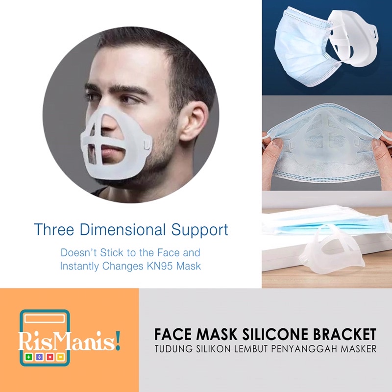 FACE MASK SILICONE BRACKET - Tudung Penyangga Masker Bedah 3 Lapis Silikon Lembut Nyaman Anti Pengap