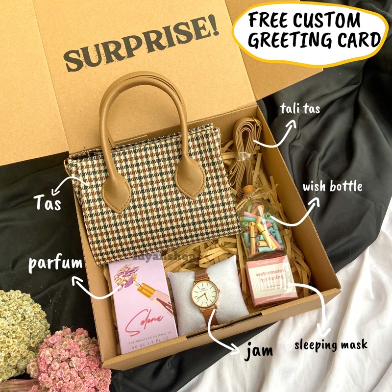 [IDYAN] TAS MOTIF KOTAK KADO CEWEK HAMPERS TAS SELEMPANG WANITA OUTFIT CEWEK KADO PACAR