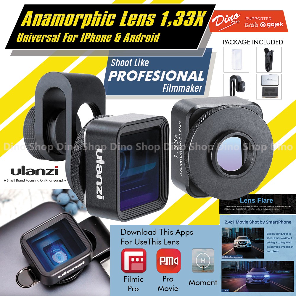 Ulanzi Universal 1.33x Anamorphic Lens 4K HD Flare Lensa Mobile Smartphone HP Android