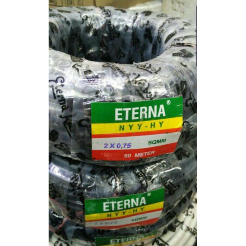 NYYHY 2x0.75mm Eterna / kabel serabut hitam 50meter