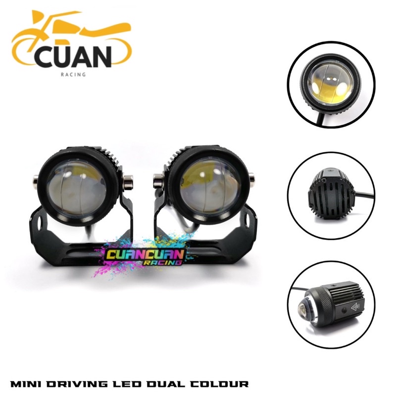 2 PCS LAMPU LED FOGLAMP LASER D2 MINI DRIVING LIGHT LED LAMPU SOROT MINI BULAT HI LOW