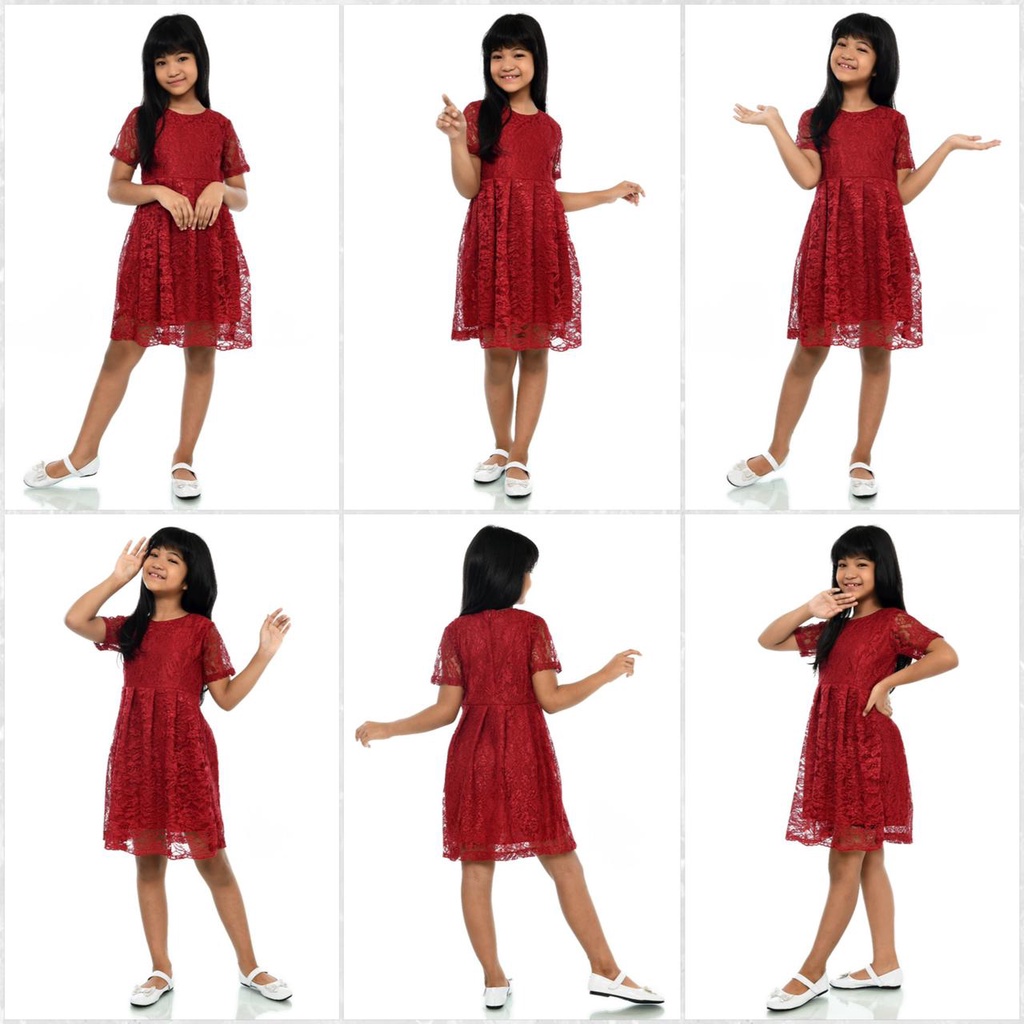 (Jamin RealPict) Dress Brukat Cord Princess Anak Perempuan 5-8th Brokat IMLEK Tebal Dres Cewek