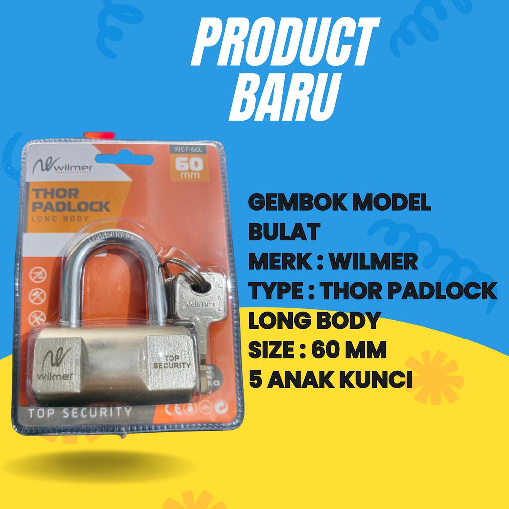 GEMBOK BALOK 60 MM WILMER THOR PADLOCK 5 ANAK KUNCI BAGUS KUAT