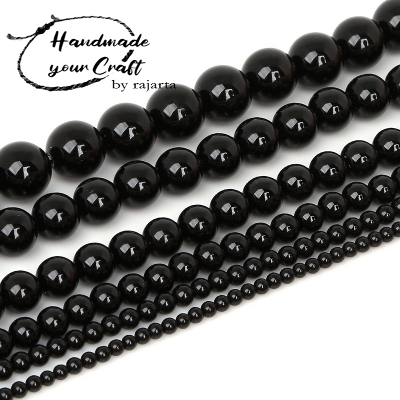 Butir Black Doff Onyx Agate Beads Bahan Gelang