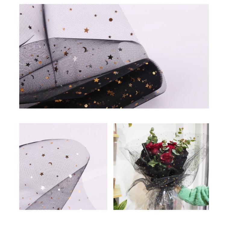 KB47 FLOWER WRAPPING MOTIF BINTANG STAR AKSEN RENDA / BUKET PEMBUNGKUS / BUNGKUSAN BUNGA [1KG=12ROLL]