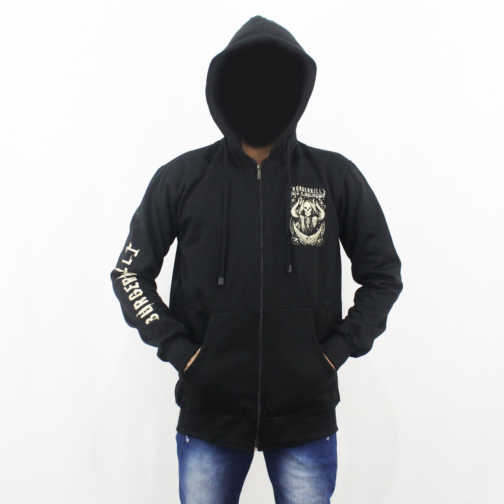 JAKET HOODIE BURGERKILL M L XL XXL 02 - JAKET MUSIK BURGERKILL - JAKET HEAVY METAL BURGERKILL HITAM