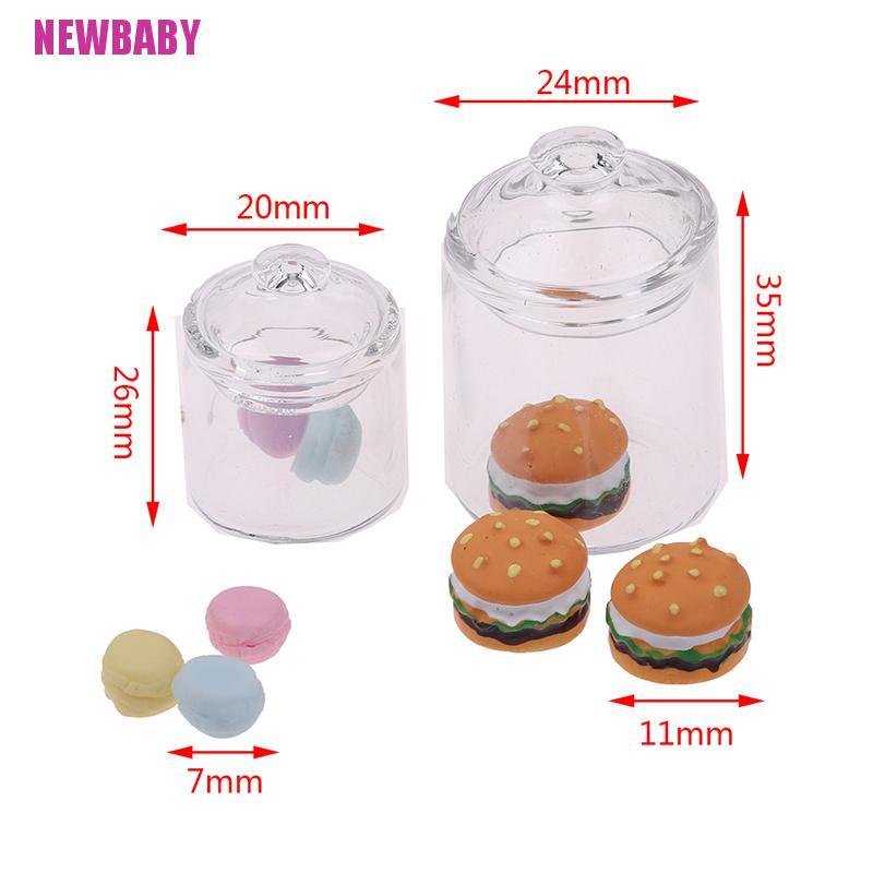 (NEWBABY) Mainan Miniatur Toples Kaca Transparan Skala 1: 12 Untuk Aksesoris Dapur Rumah Boneka