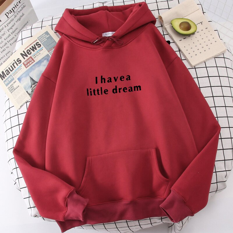 IvannaCollection Sweater Hoodie Wanita dan Pria Unisex I Have a Little Dream Bahan Fleece Tebal