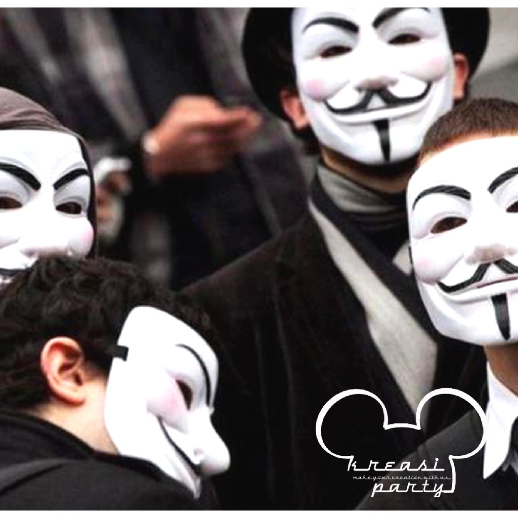 Topeng V For Vendetta Putih / Mask Anonymous Vendetta Guy Fawkes / Topeng Pesta