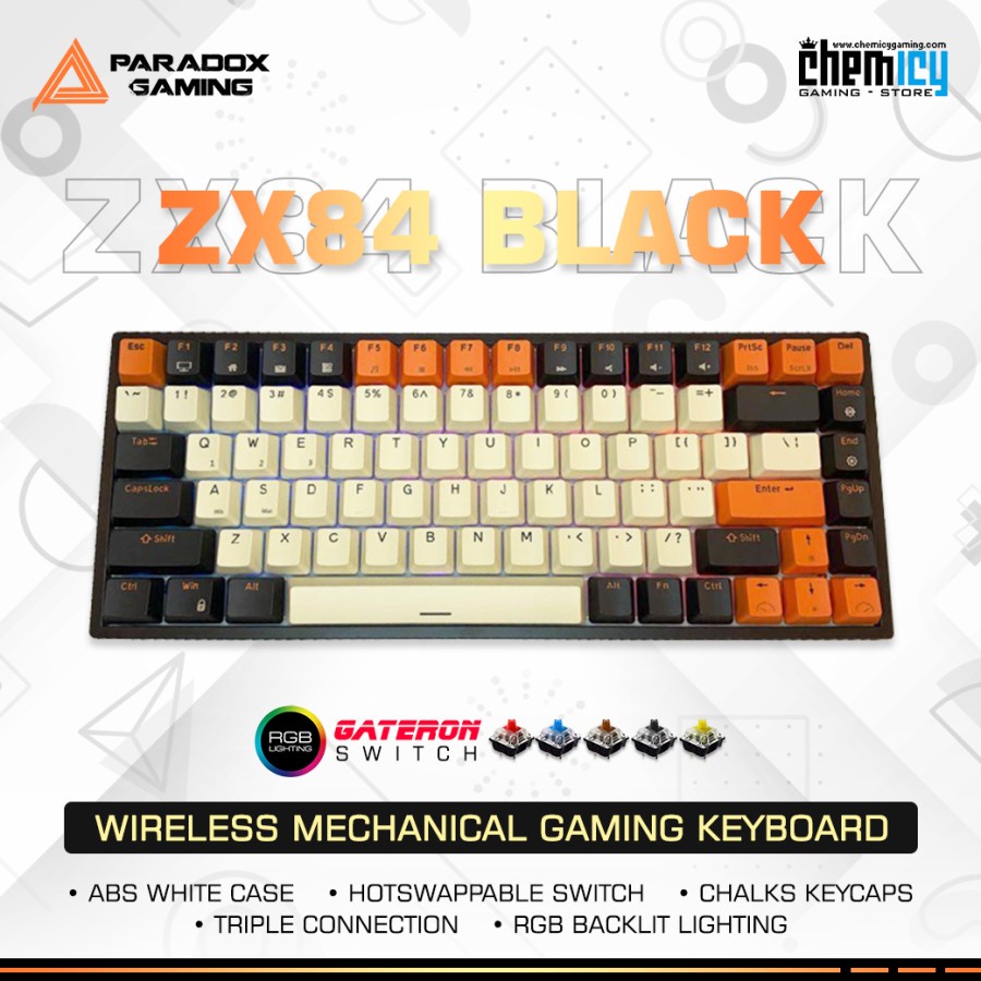 Paradox Gaming ZX84 Black Hotswap Wireless Mechanical Gaming Keyboard