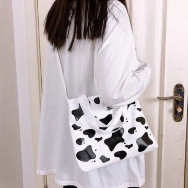 N_B_S / MOULY  Tas slempang Wanita motif Sapi lucu Korean Style ToteBag Wanita Tote Bag Kanvas
