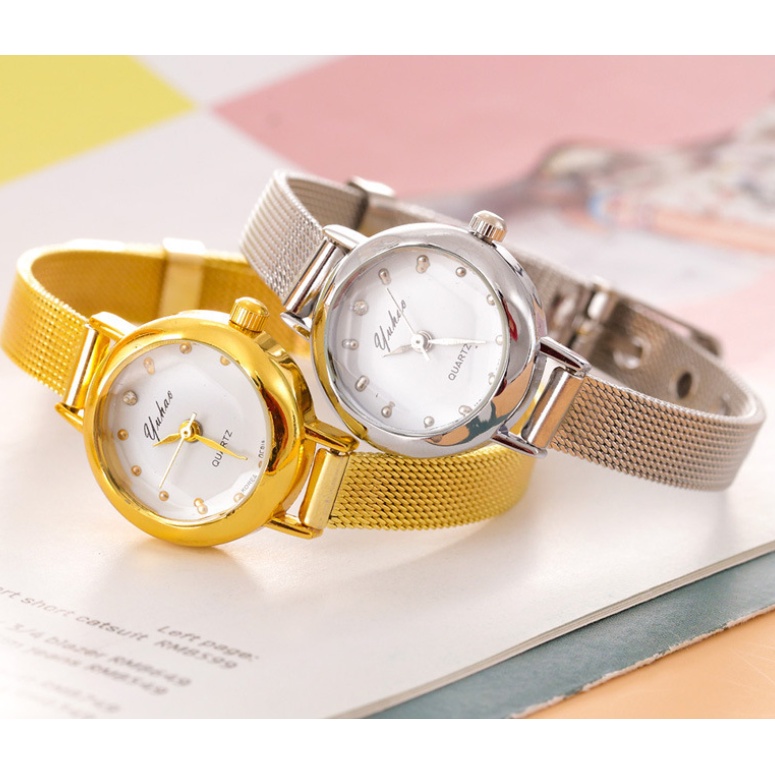 Jam Tangan Wanita A0086 Earth Gold Stone Watch Jam Tangan Tali Tipis