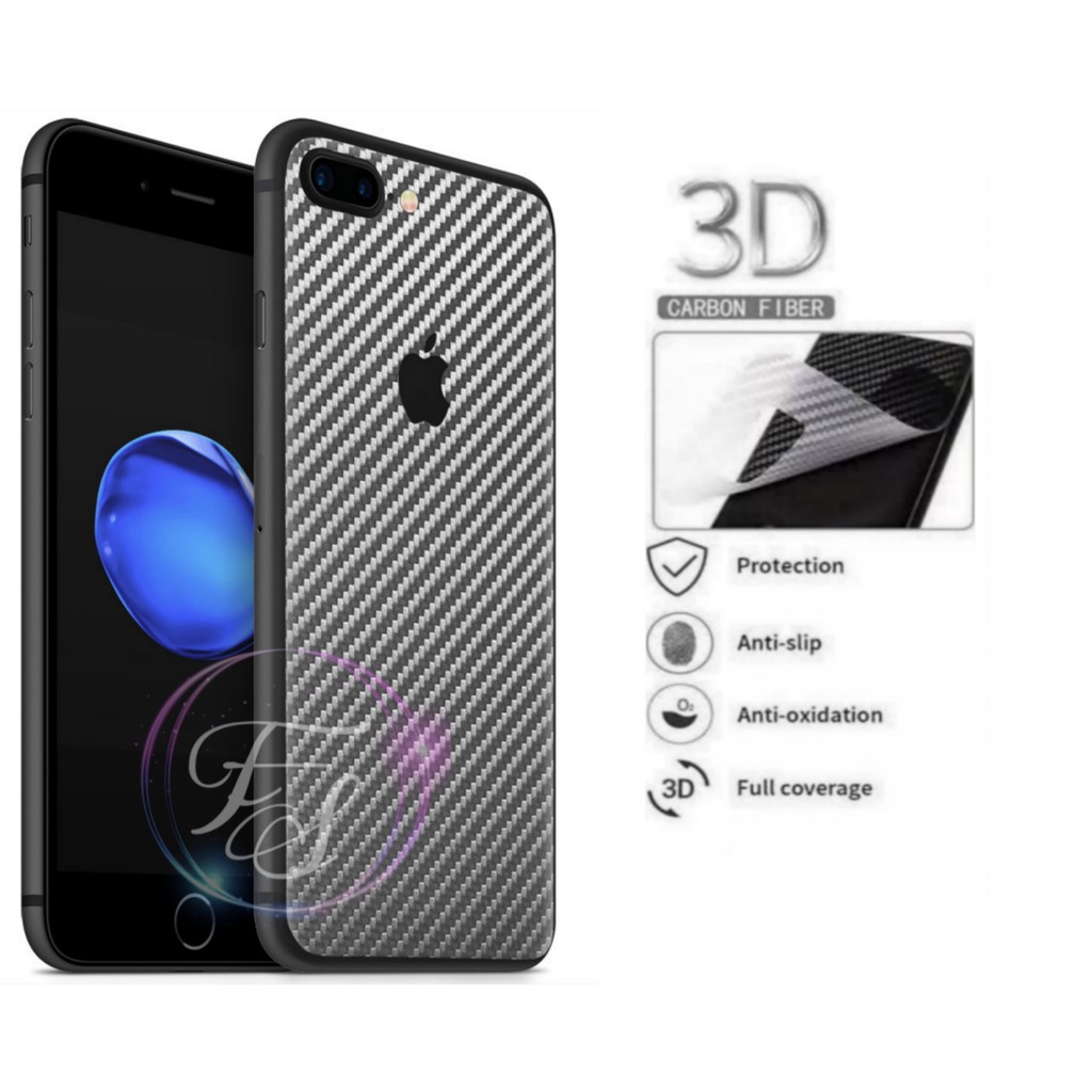 Skin Carbon Transparan Apple Iphone 8 Plus Anti Gores Belakang HP Stiker Anti Jamur Back 3D Film