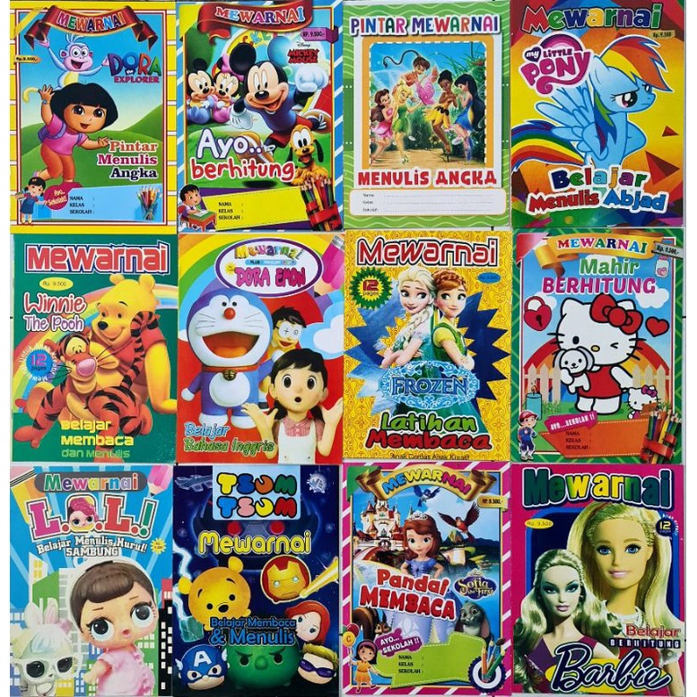 BUKU MEWARNAI MOTIF ANAK CEWEK UKURAN BESAR ( 29 X 21 CM ) KERTAS HVS