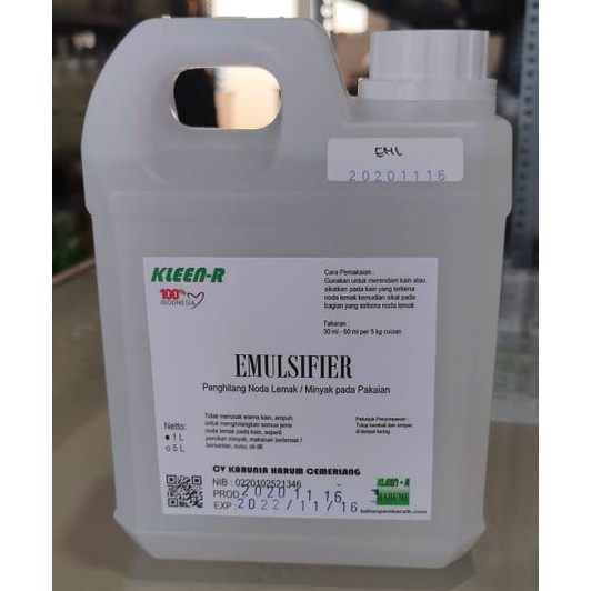 Emulsifier @ 1 L Penghilang Noda Lemak / Minyak pada Pakaian, Kleen-R Harume
