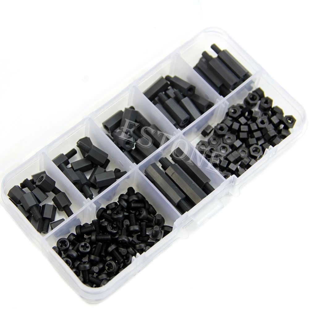 gs8a xhhd set stand-off spacer kit nylon m3 180 pcs - m3 - black Or-i