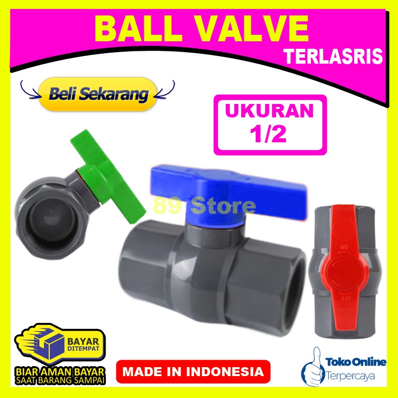 Jual BALL VALVE 1/2 INCH / STOP KRAN AIR ALIRAN PIPA / STOP KRAN 1/2 ...