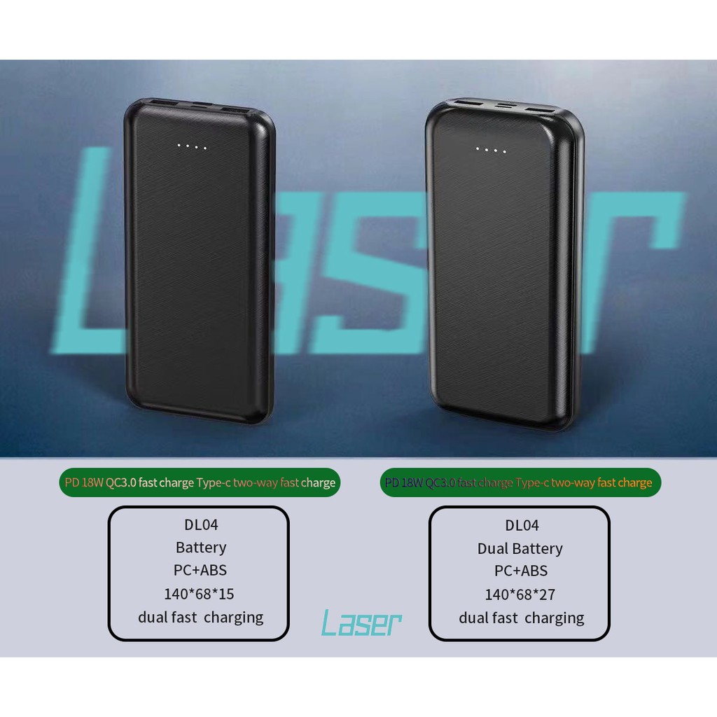 PowerBank Laser DL04 Fast Charging Garansi 1tahun FREE Headser Laser