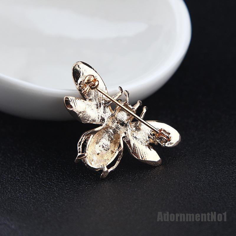 (Adornmentno1) Bros Pin Enamel Desain Lebah Bumblebee Hias Kristal