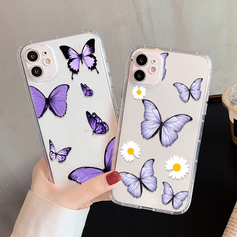 REALME Case Motif Kupu-Kupu Ungu Untuk OPPO A74 A54 A94 A93 A57 A59 A8 A83 A9 F1S A39 A15 A15S A53 A32 A33 A35 A16 A16S A54S A52 A7 2020 A1k A52 A92