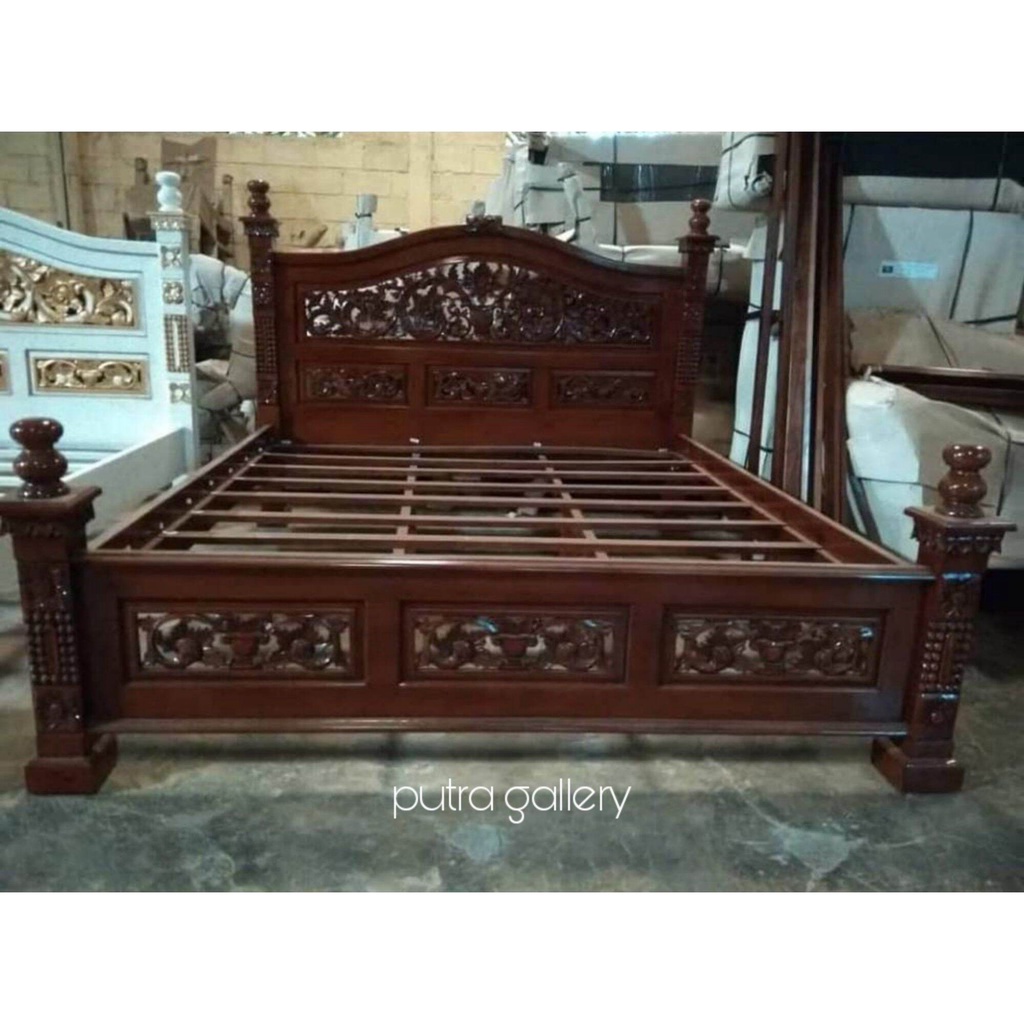 Tempat Tidur Jati / Dipan Ukir Rahwana / Dipan Ranjang Kayu Jati / Furniture Jepara