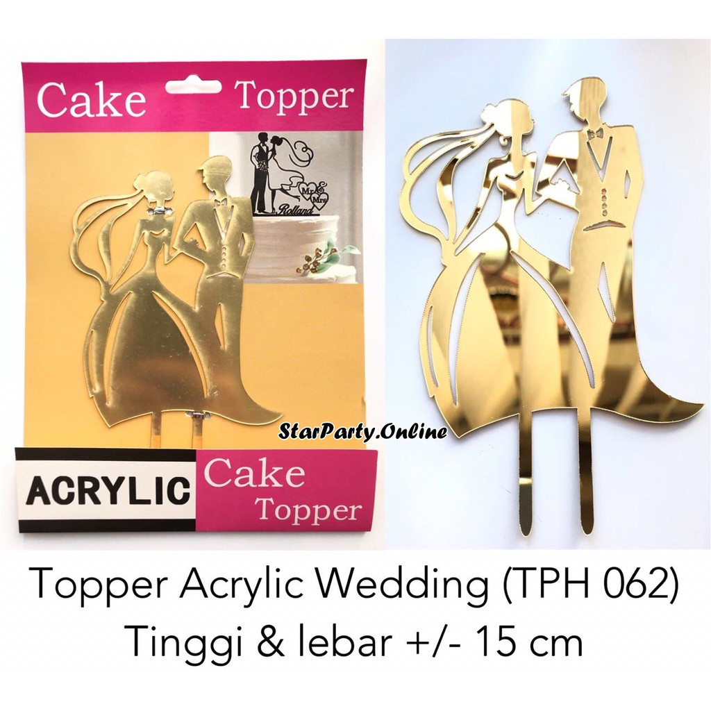 Topper Acrylic Wedding /Hiasan Kue /Cake Topper