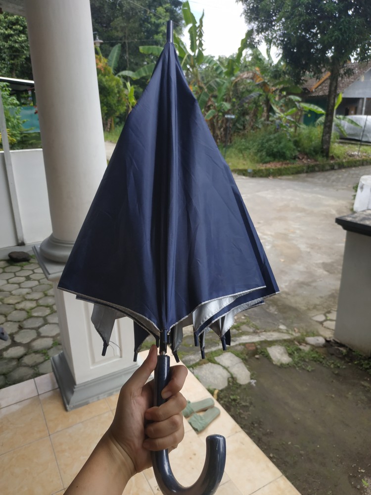 Payung Tongkat Polos / Gagang Warna / Sablon Promosi / Grc - 75008