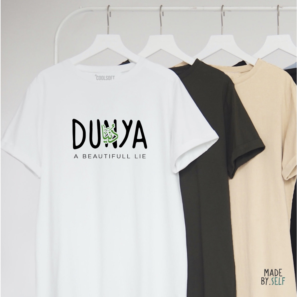 Kaos Dakwah Dunia - Coolsoft 100% Ring-spun Cotton Combed Reaktif 30s Muslim Islam Quote Aesthetic