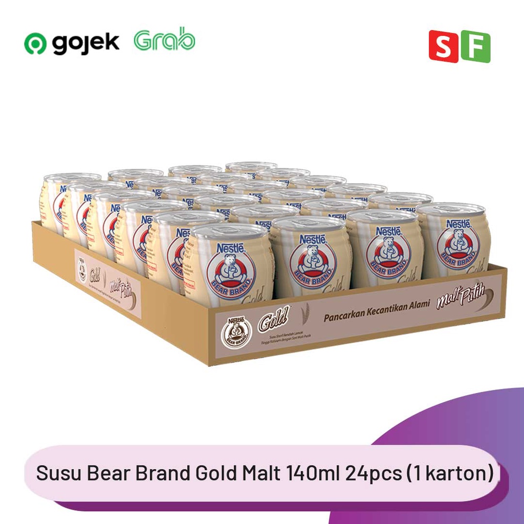 Nestle Bear Brand Gold Malt Putih 140 ml / 1 Karton - 24 Pcs