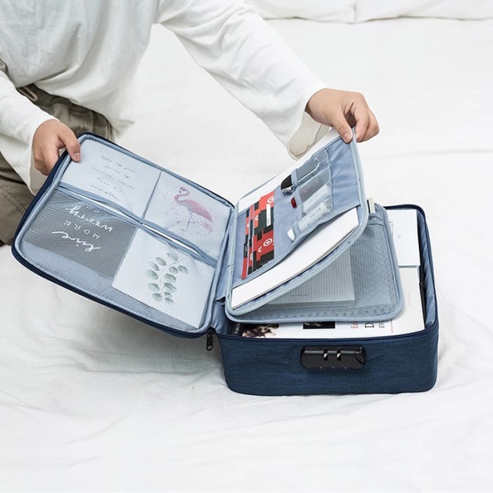 Tas Dokumen Travel Bag document Storage Box dengan Password Document Traveling Bag Koper Dokumen