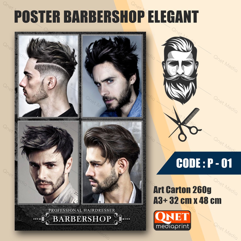

POSTER BARBERSHOP / PANGKAS RAMBUT ELEGANT 4 GAMBAR + LAMINATING GLOSSY