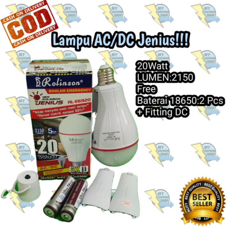 Lampu Emergency 20Watt LED Rolinson, Lampu AC/DC 20W LED, Lampu Magic, Lampu jenius, Lampu Ajaib Rolinson RL-E6920