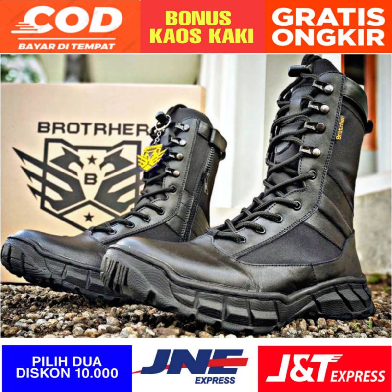 SEPATU PDL TNI POLRI SEKURITY KULIT ASLI SAPI TACTICAL  ANTI AIR PAKAI RESLETING BROTRHER NEW MAMBA