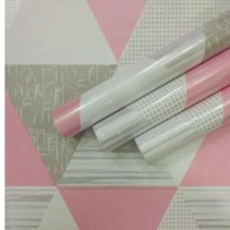 Wallpaper Sticker Segitiga Pink Abu